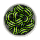 Black & Lime Green Stripe Beads 20mm (Package of 10)