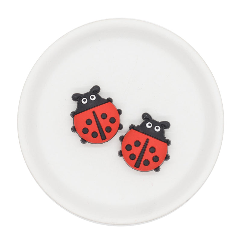 Ladybug Silicone Focal Bead 27x29mm (Package of 2)