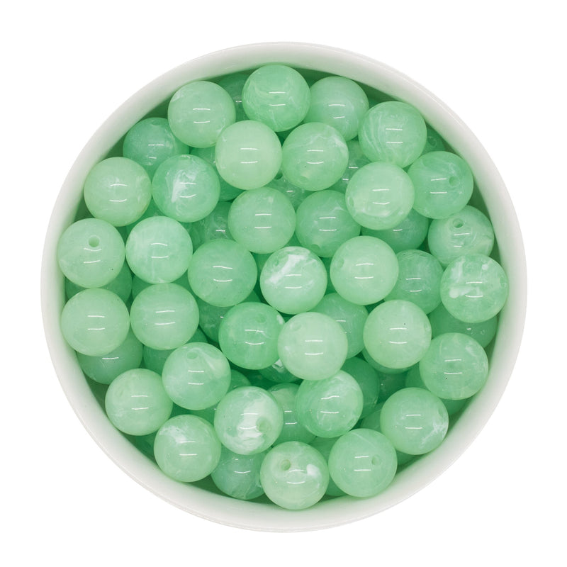 Mint Green Marble Beads 12mm
