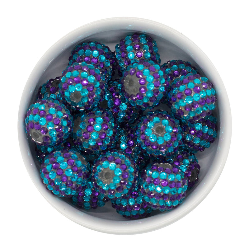 Turquoise & Ultraviolet Rhinestone Stripe Beads 20mm (Package of 10)
