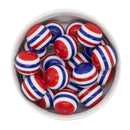 Red, White and Blue Stripe Beads 20mm (Package of 10)