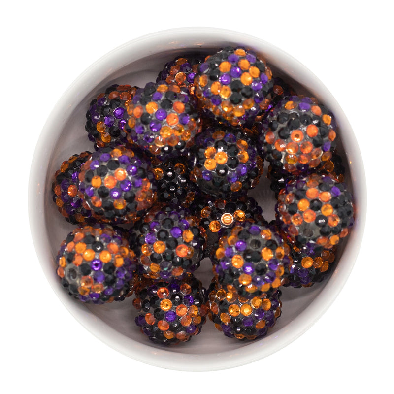 Orange, Black and Ultraviolet Confetti Rhinestone Beads 20mm (Package of 10)