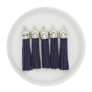 Navy Tassel w/Silver Cap 50mm (Package of 5)