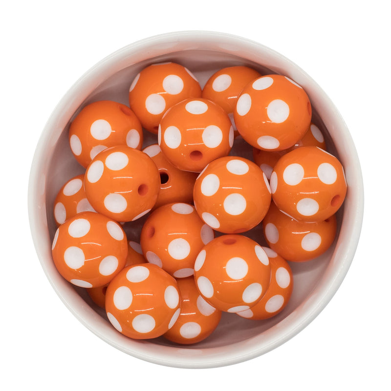 Orange Polka Dot Beads 20mm (Package of 10)