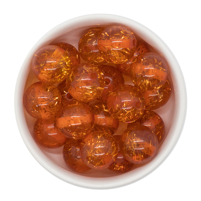 Tiger Orange Translucent Tinsel Beads 20mm
