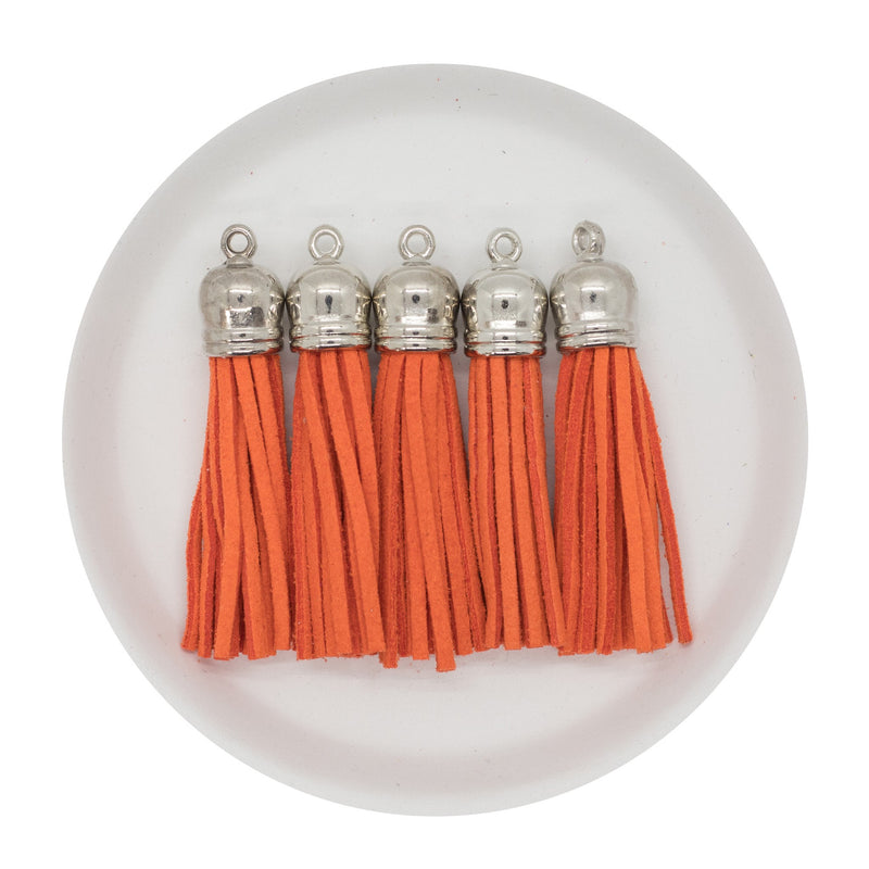 Orange Tassel w/Silver Cap 50mm