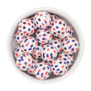 Red, White and Blue Stars Printed Beads 20mm (Package of 10)