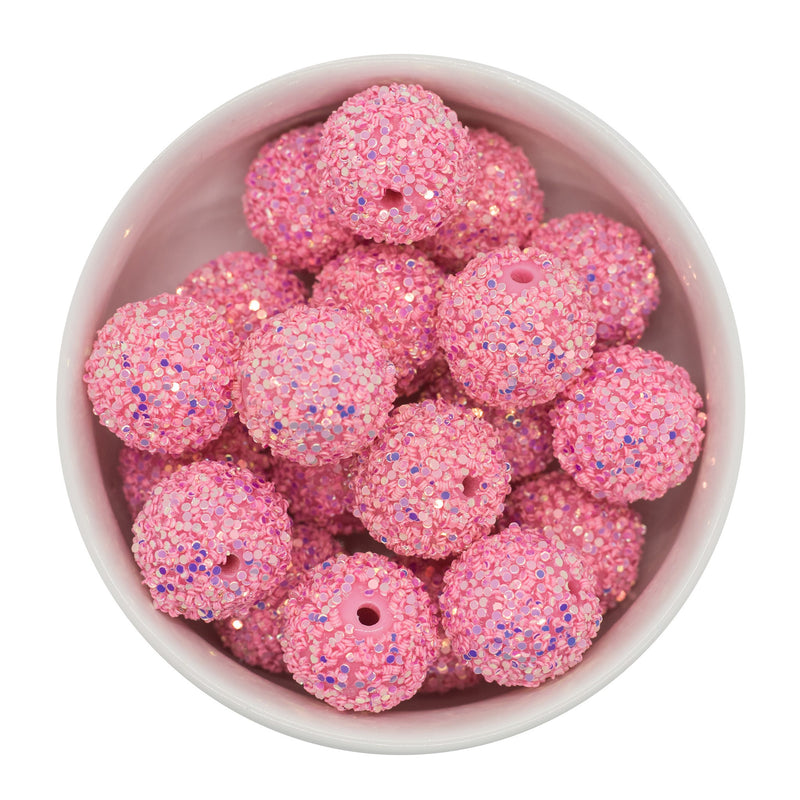 Neon Light Pink Chunky Glitter Beads 20mm (Package of 10)