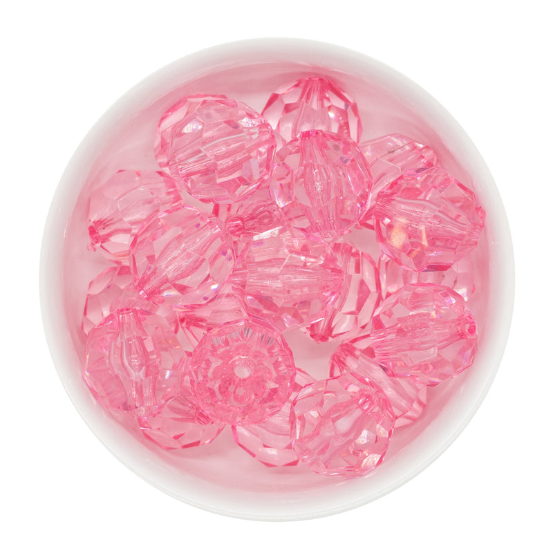 Ballet Pink Translucent Facet Beads 20mm