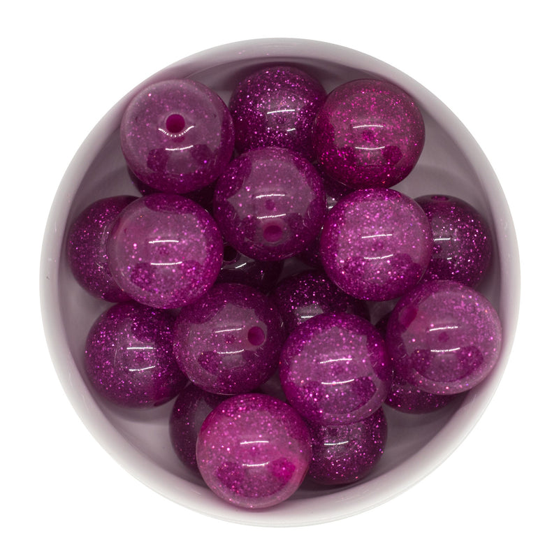 Magenta Glitter Beads 20mm
