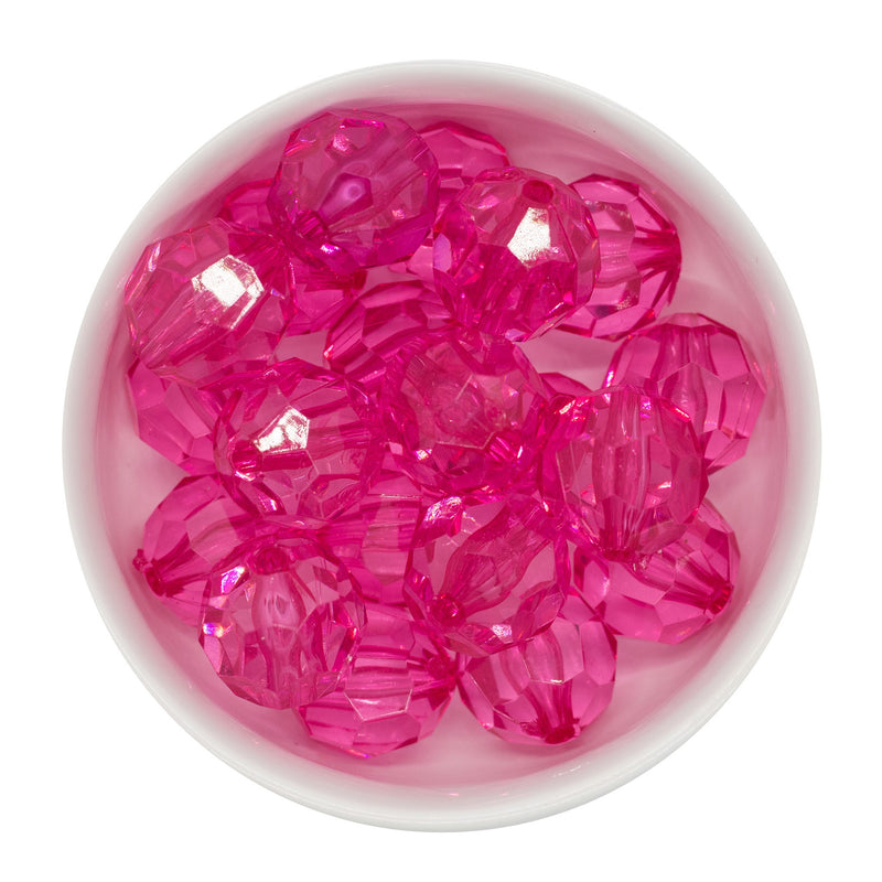 Hot Pink Translucent Facet Beads 20mm