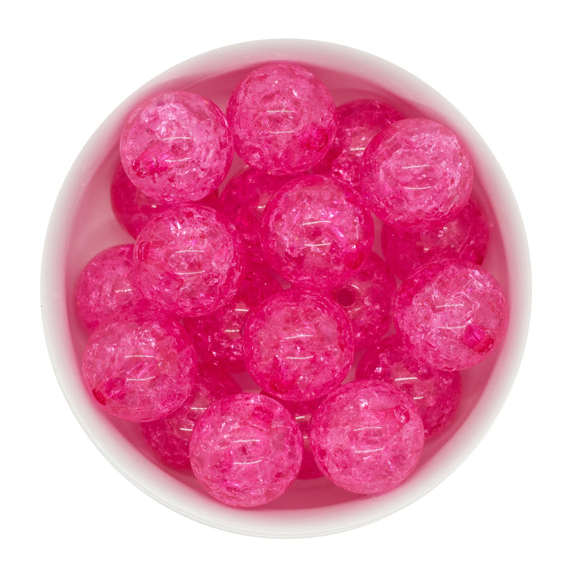 Hot Pink Crackle Beads 20mm