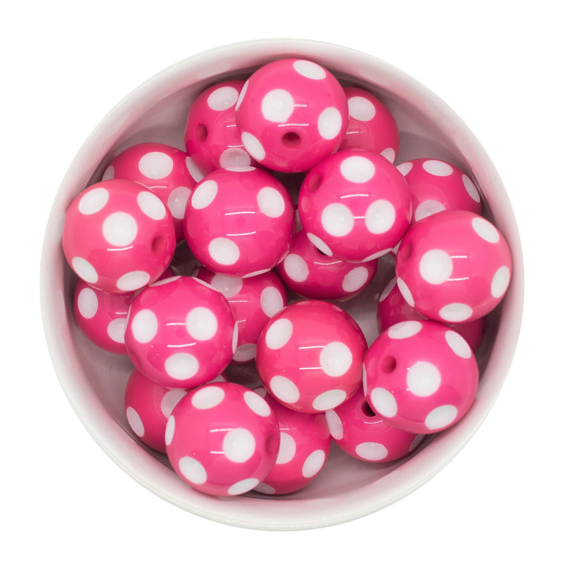 Hot Pink Polka Dot Beads 20mm (Package of 10)