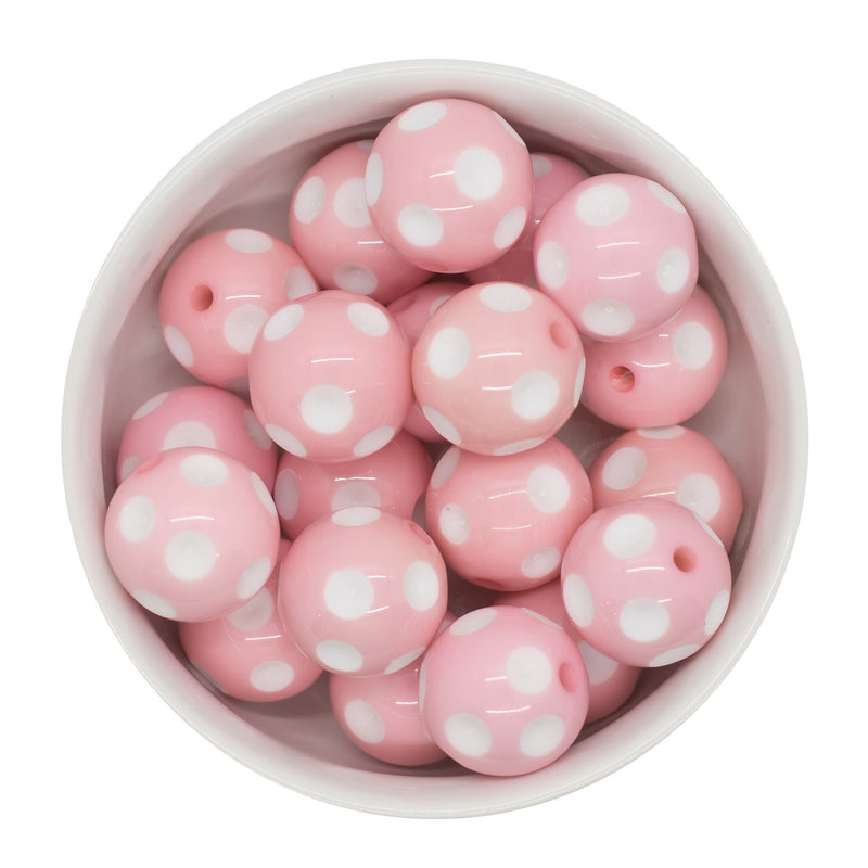 Light Pink Polka Dot Beads 20mm