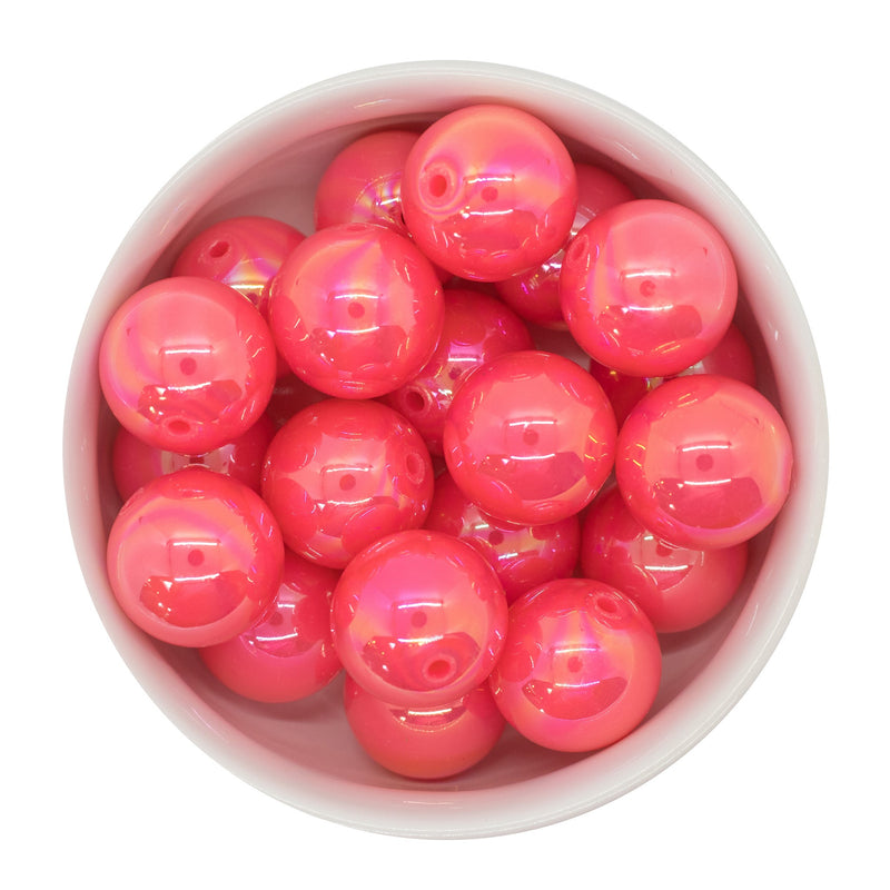 Neon Pink Iridescent Beads 20mm