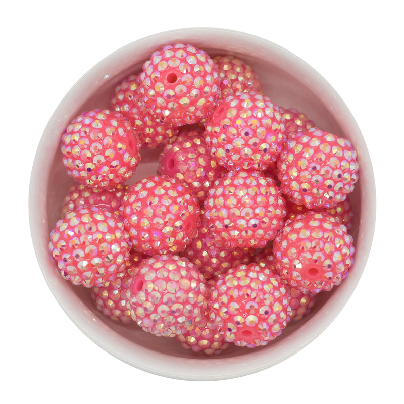 Neon Pink Rhinestone Beads 20mm (Package of 10)