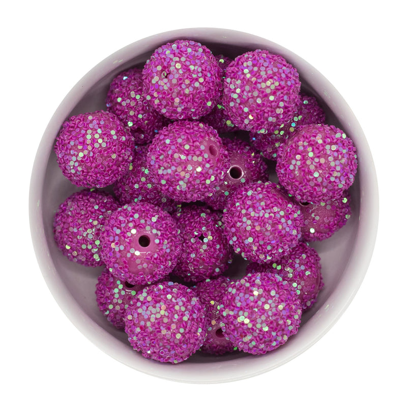 Magenta Chunky Glitter Beads 20mm