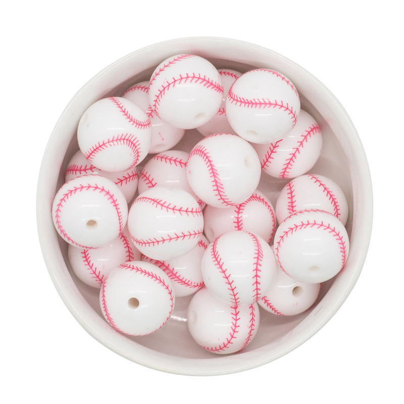 Baseball Printed Beads 20mm