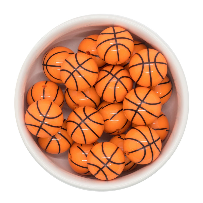 Basketball Printed Beads 20mm (Package of 10)