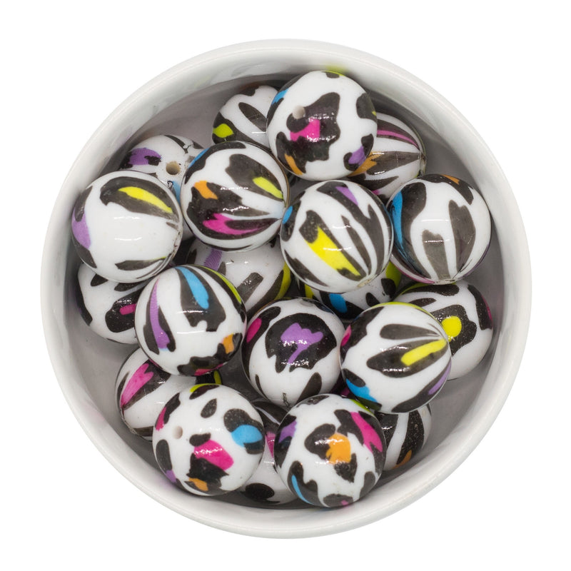 Bright Leopard Printed Beads 20mm (Package of 10)