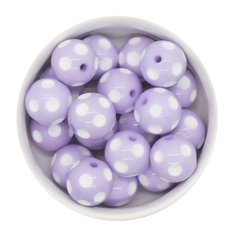Light Lavender Polka Dot Beads 20mm