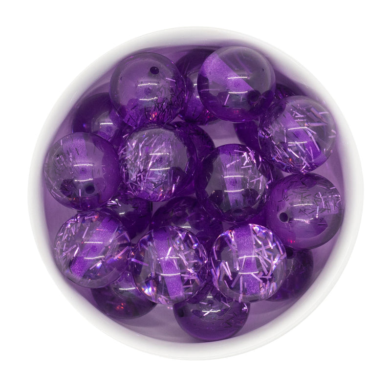 Violet Translucent Tinsel Beads 20mm