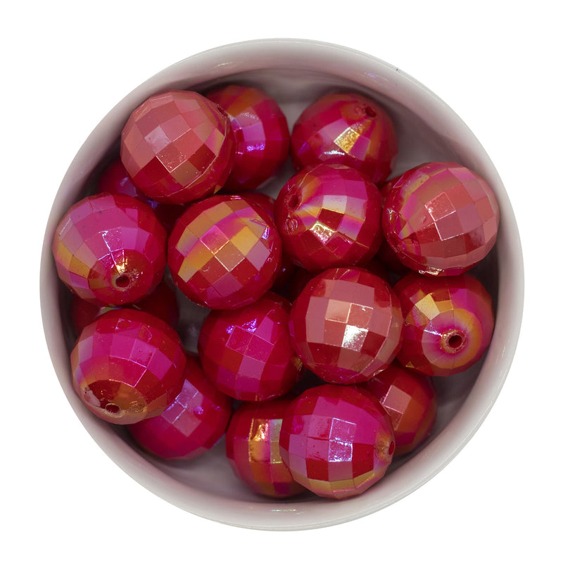 Cardinal Red Iridescent Multifaceted Beads 20mm