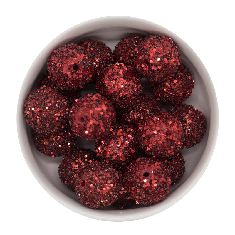 Red Chunky Glitter Beads 20mm (Package of 10)