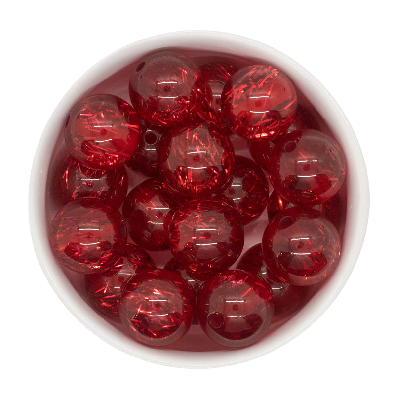 Red Translucent Tinsel Beads 20mm (Package of 10)