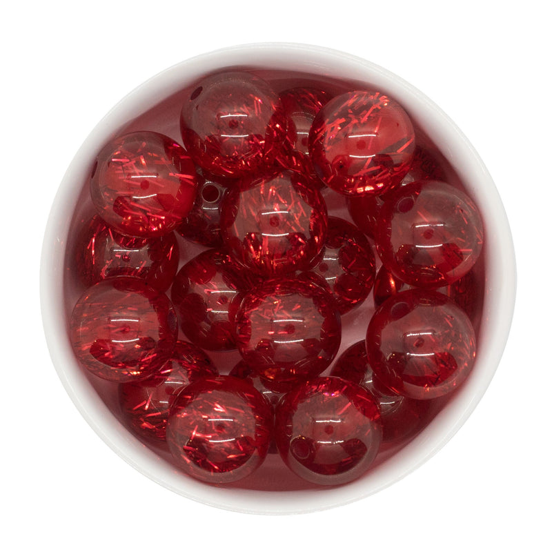 Red Translucent Tinsel Beads 20mm