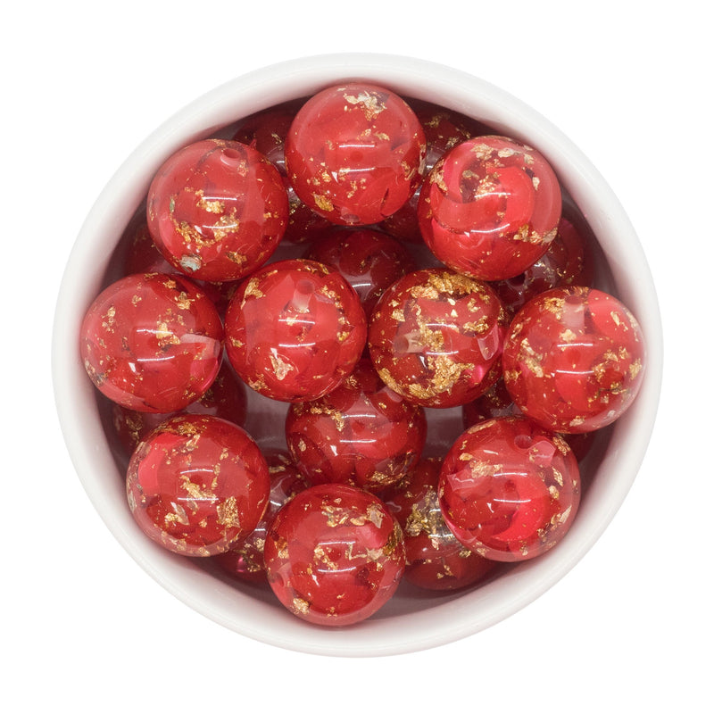 Red w/Gold Fleck Resin Confetti Beads 20mm