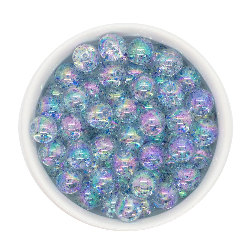 Sapphire Glitter in Clear Beads 12mm (Package of 20)