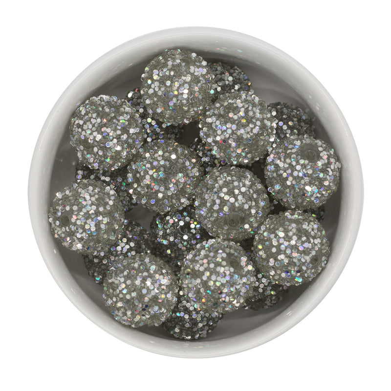 Silver Chunky Glitter Beads 20mm