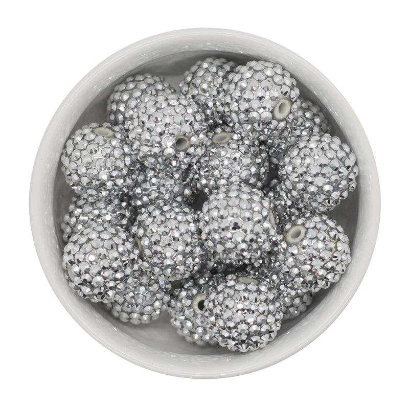 Silver Rhinestone Beads 20mm