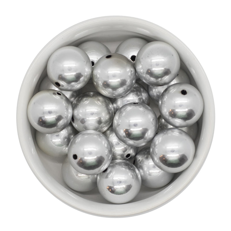 Silver Metallic Shine Beads 20mm (Package of 10)