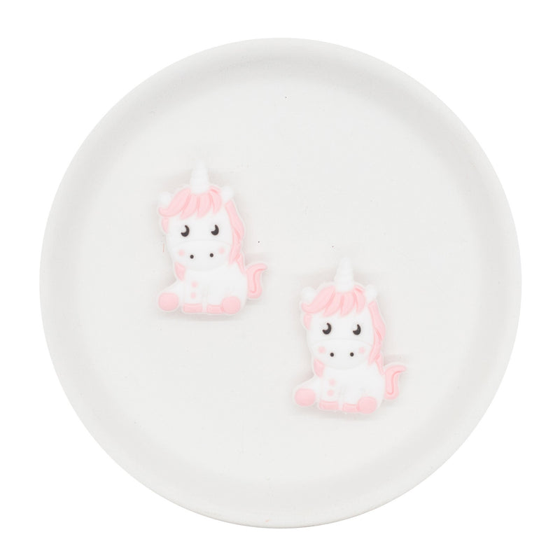 Light Pink Sitting Unicorn Silicone Focal Bead 24x32mm