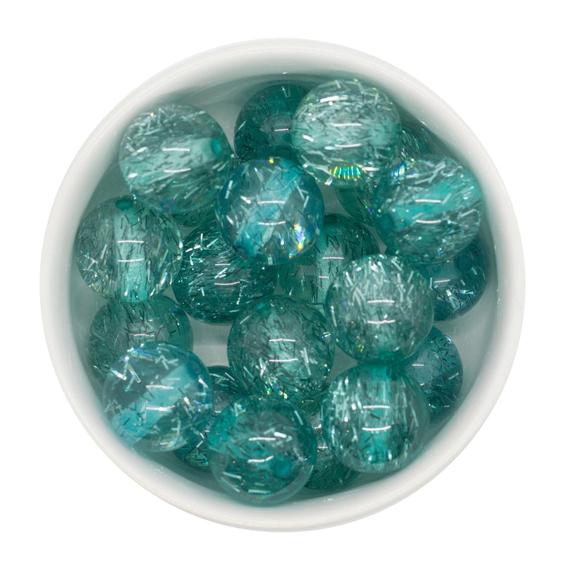 Teal Tinsel Beads 20mm (Package of 10)
