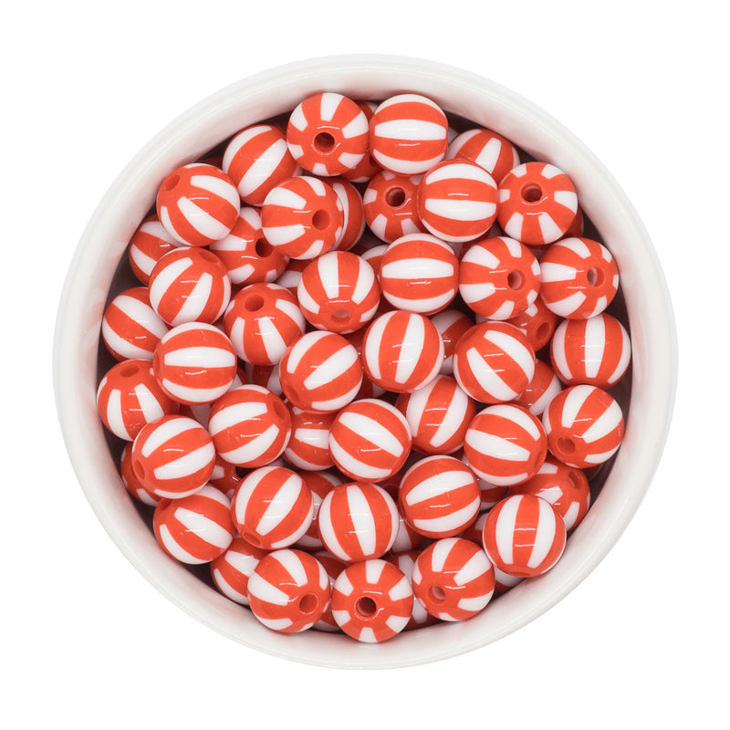 Vermillion Red Beach Ball Beads 12mm