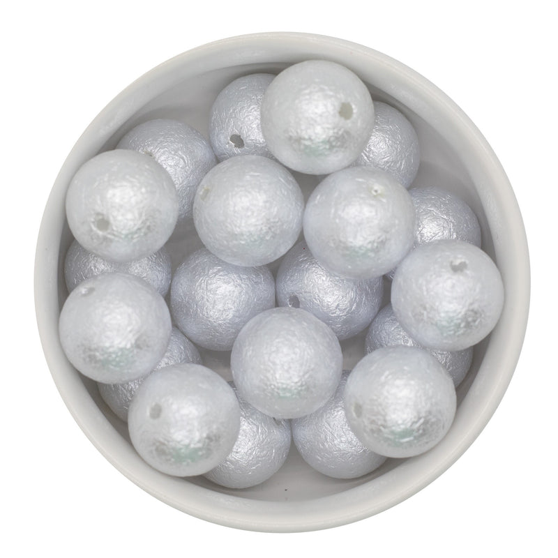 Bright White Wrinkle Beads 20mm