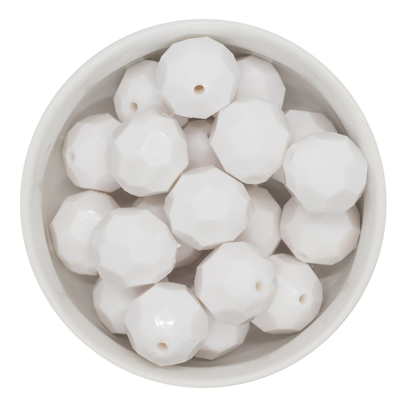 White Solid Facet Beads 20mm