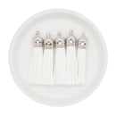 White Tassel w/Silver Cap 50mm (Package of 5)