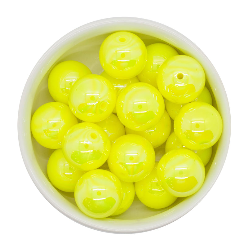 Neon Yellow Iridescent Beads 20mm (Package of 10)