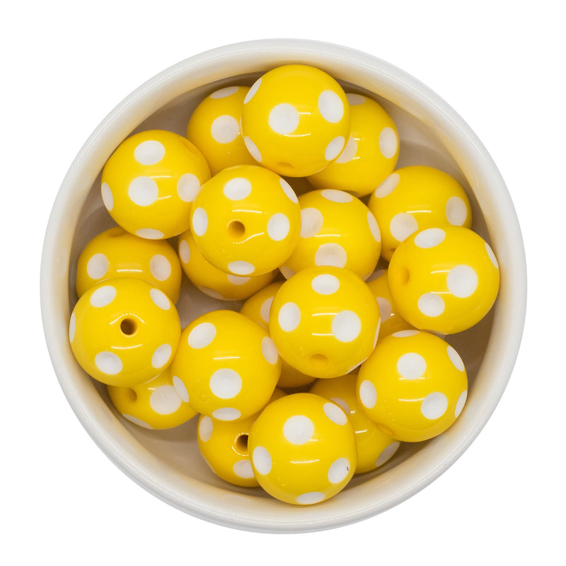 Yellow Polka Dot Beads 20mm (Package of 10)