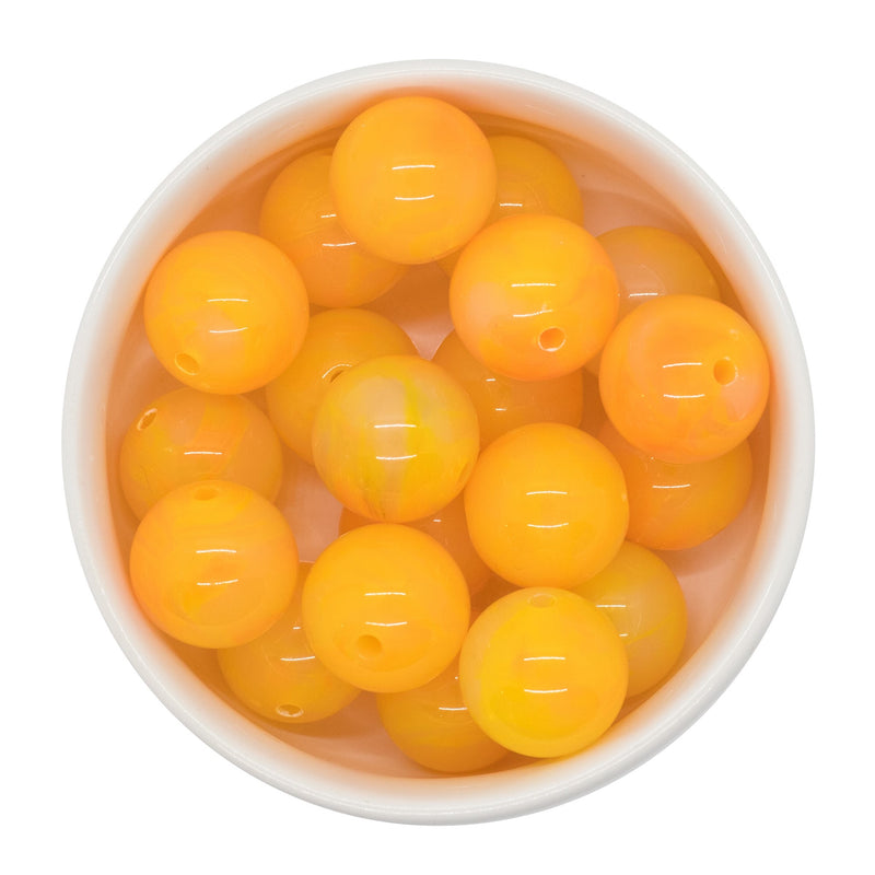 School Bus Yellow Jelly Marble Beads 20mm