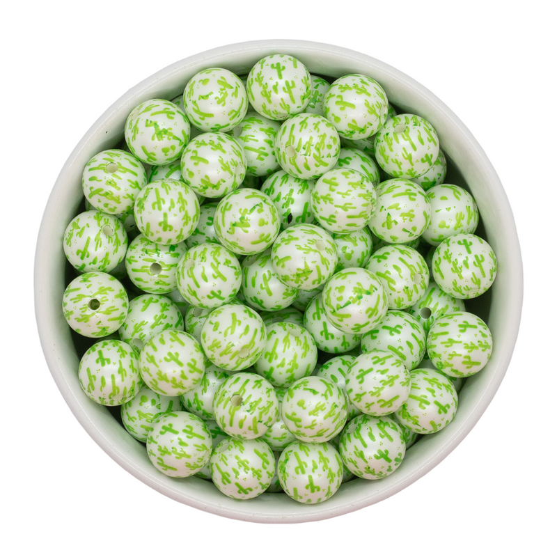 Cactus Overlay Printed Beads 12mm