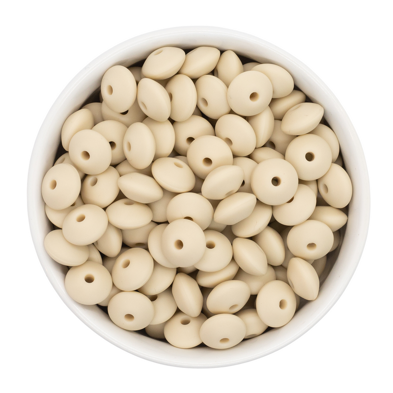 Sand Silicone Lentil Beads 7x12mm