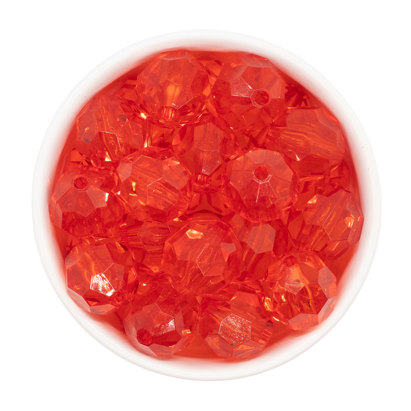 Candy Apple Red Translucent Facet Beads 20mm