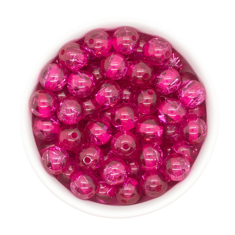 Hot Pink Translucent Tinsel Beads 12mm