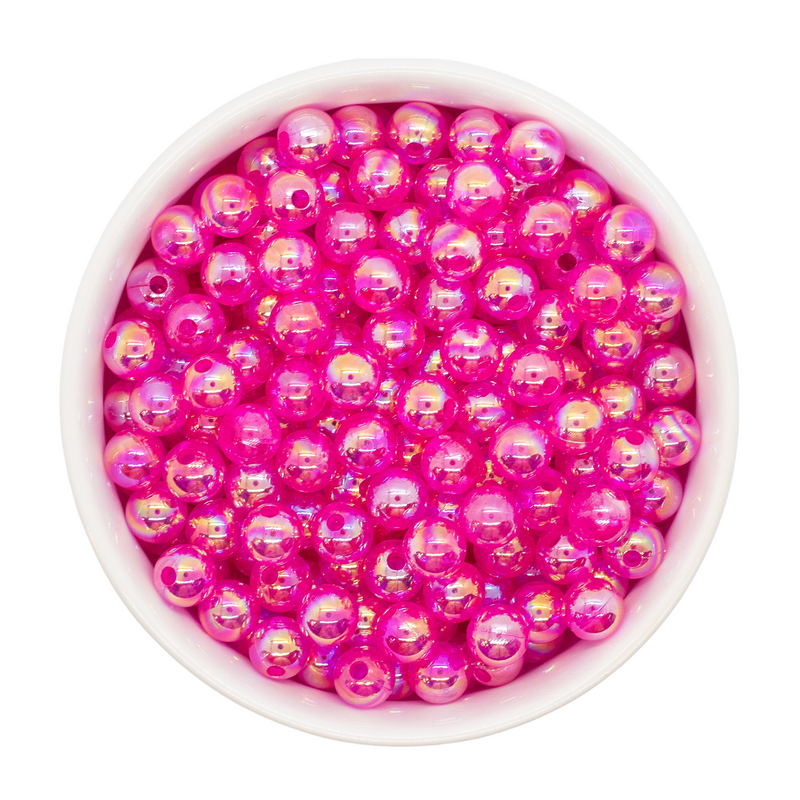 Hot Pink Translucent Iridescent Beads 8mm