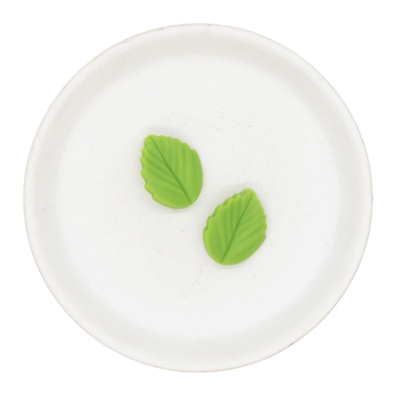 Lime Green Leaf Silicone Focal Bead 19x24mm